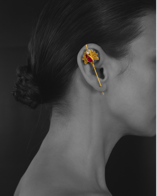Radiant Peacock Pin Ear Cuff