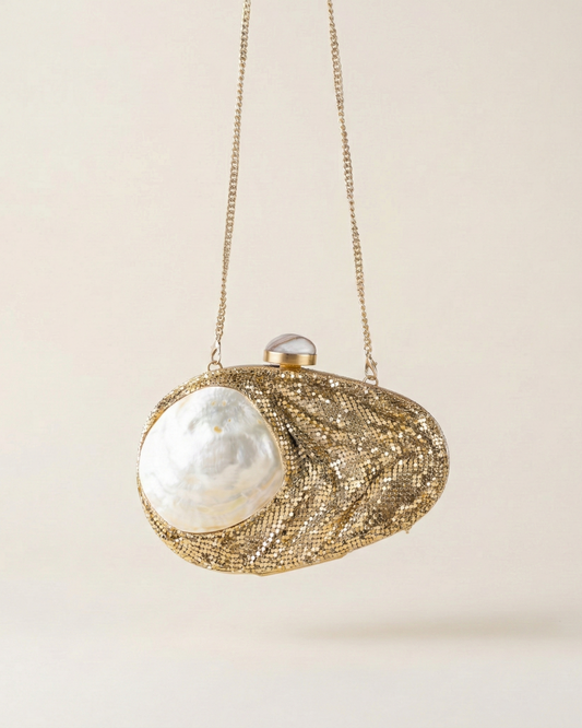 The Ametrine Gold Pearl Clutch