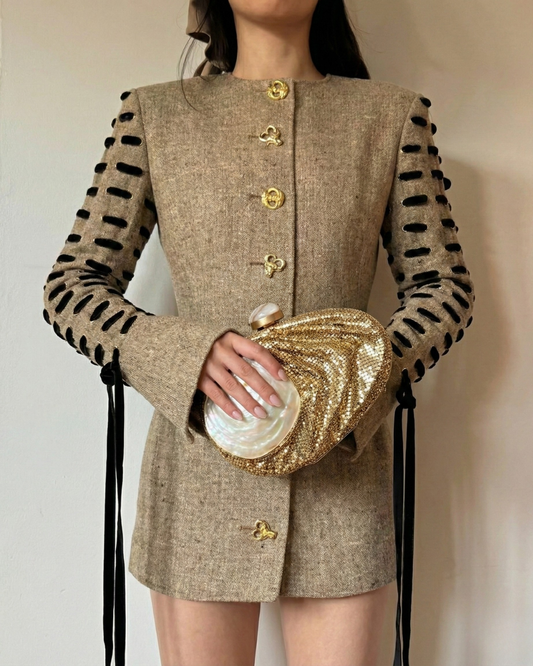 The Ametrine Gold Pearl Clutch