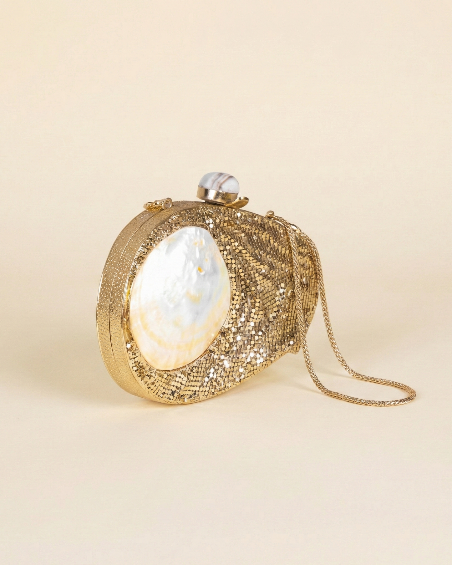 The Ametrine Gold Pearl Clutch