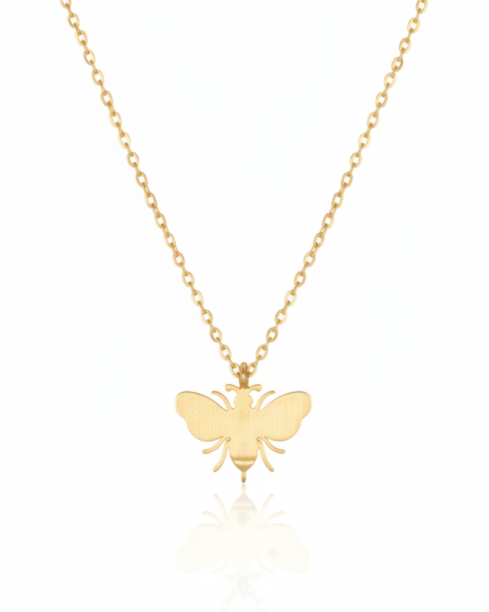 Back of The Imperial Bee Pendant showing the polished-gold bee silhouette.
