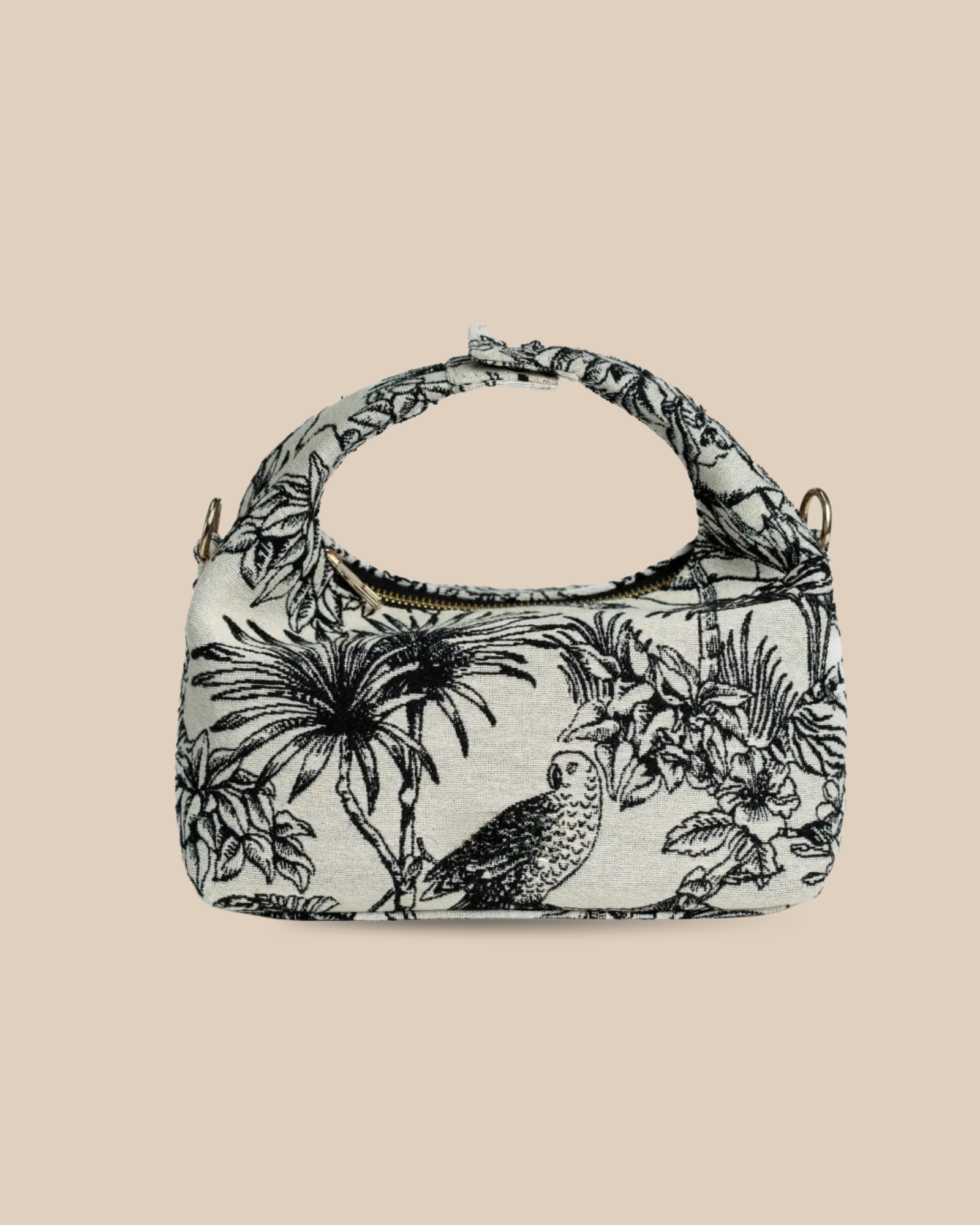 The Toile block-print bag — front view of the handcrafted artisan bag with classic toile motif