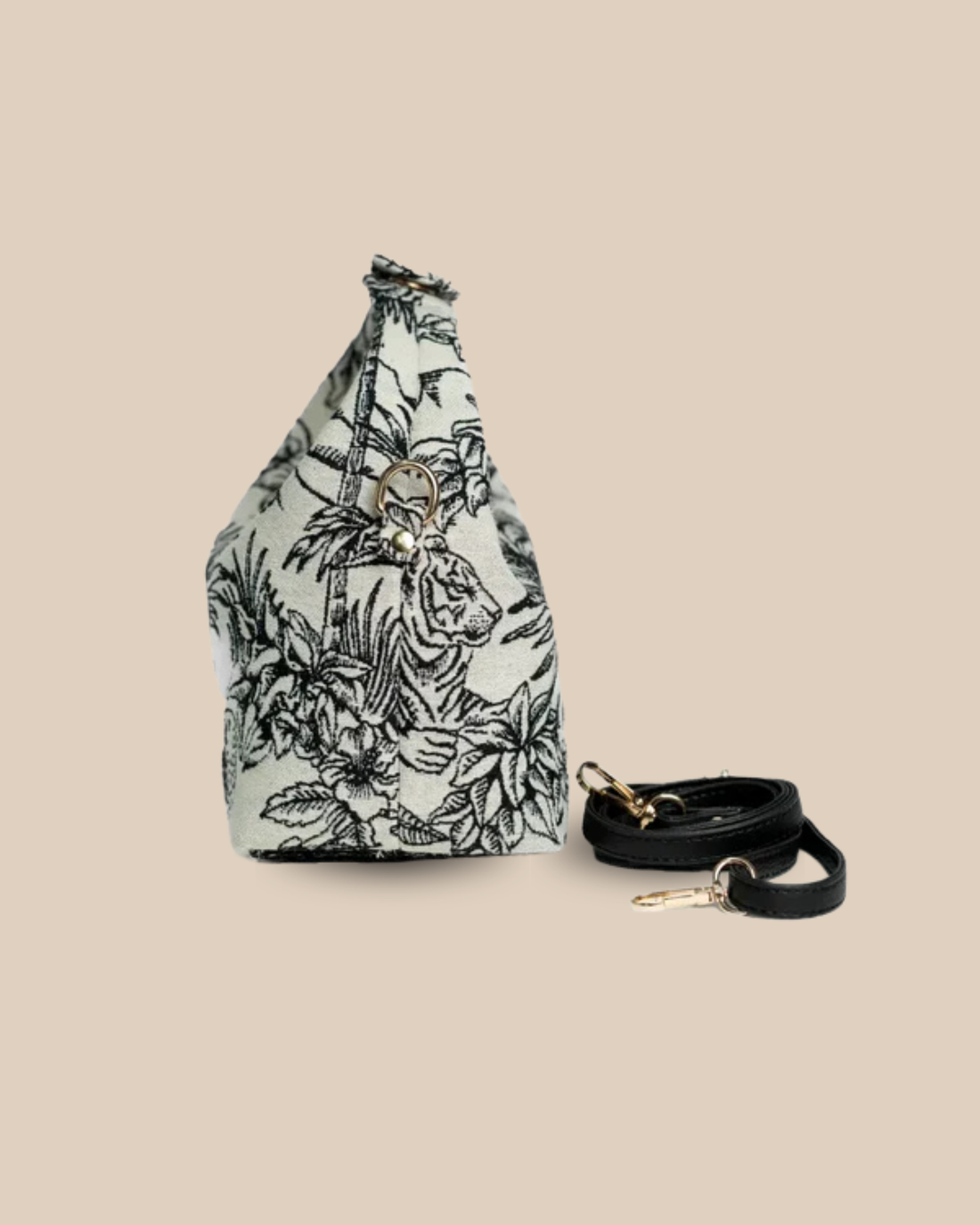 The Toile block-print bag — three-quarter view of the artisan hand-blocked bag
