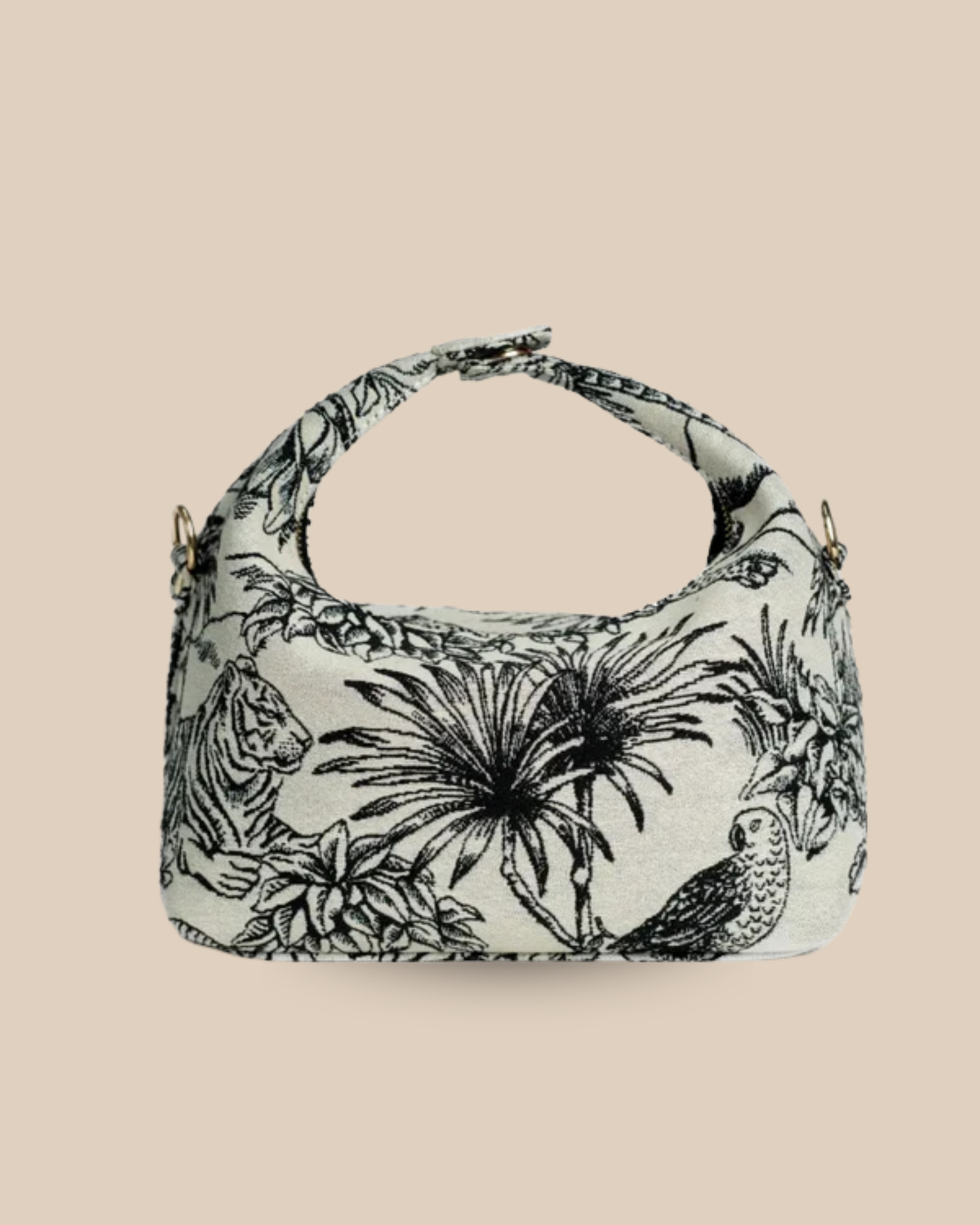 The Toile block-print bag — side profile of the handcrafted toile print bag