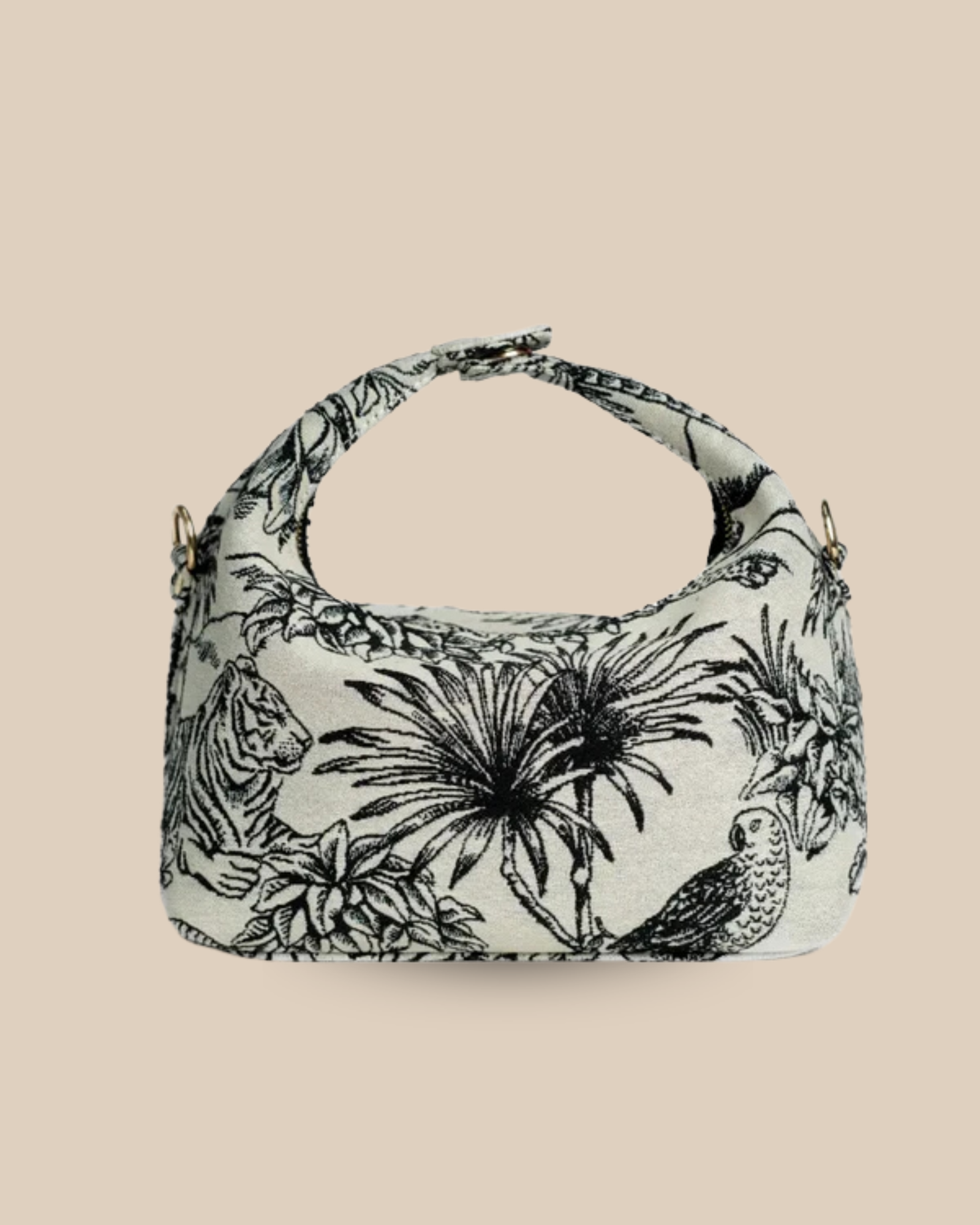 The Toile block-print bag — side profile of the handcrafted toile print bag