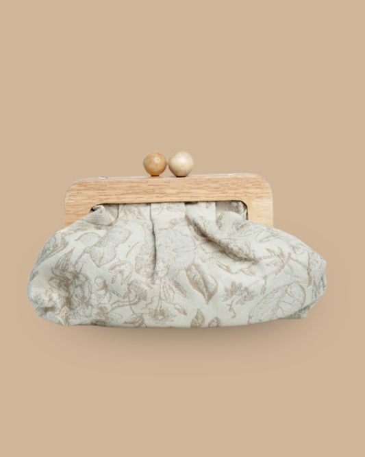 The Oyster block-print bag — three-quarter view of the hand-blocked artisan bag