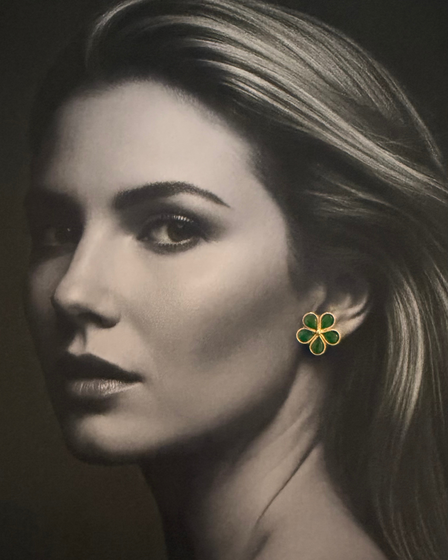 Jasmine (Mogra) Emerald Studs