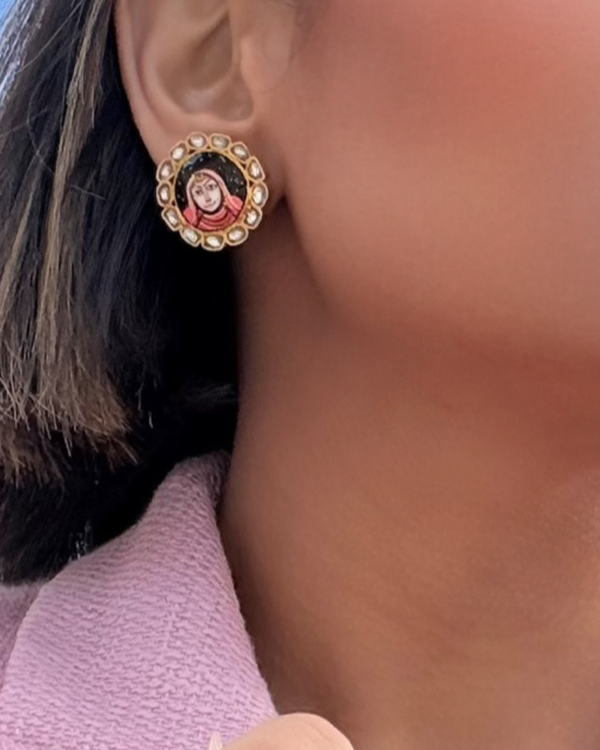 The Raja-Rani Heritage Studs, three-quarter view