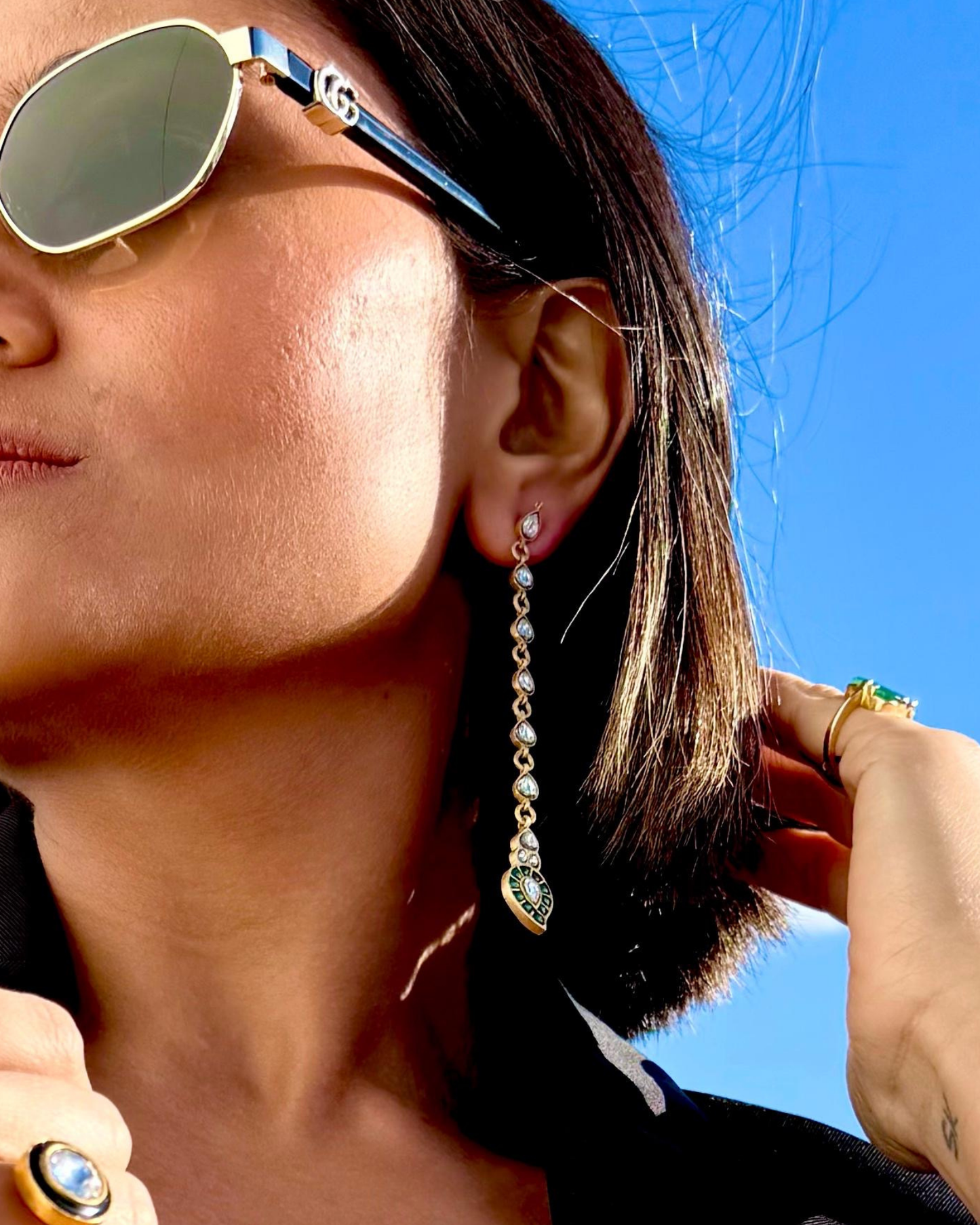 The Emerald-Tip Cascade Earrings