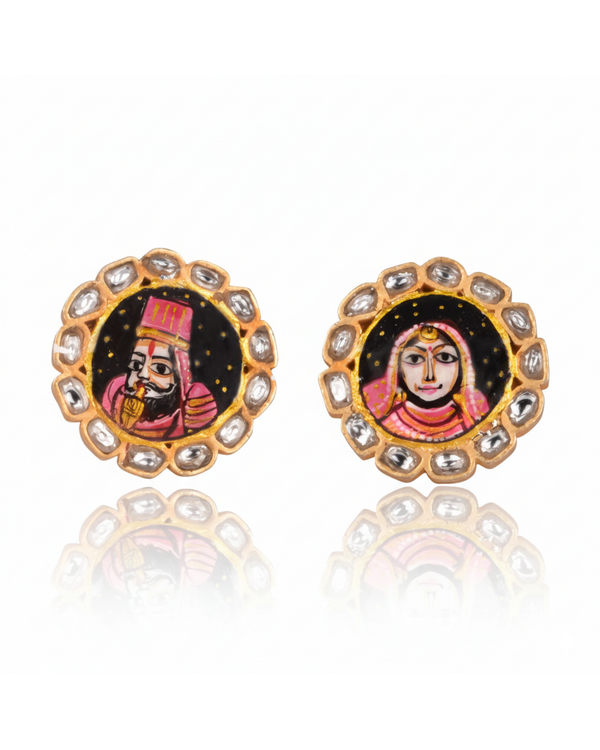 The Raja-Rani Heritage Studs carried by a model, styled for evening